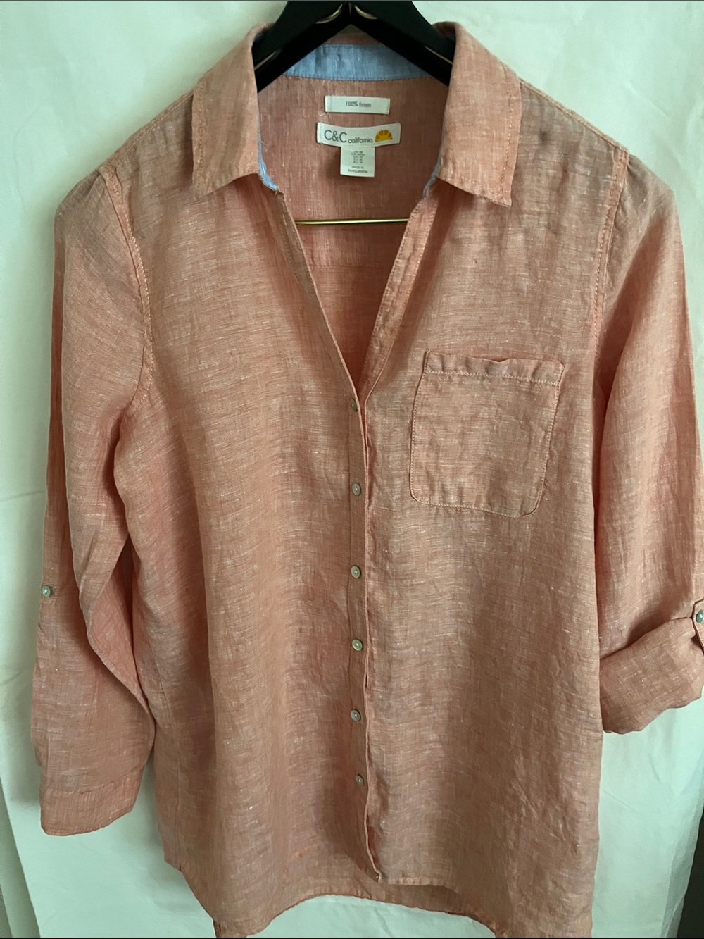 C&C California Peach Linen Button-Down Shirt